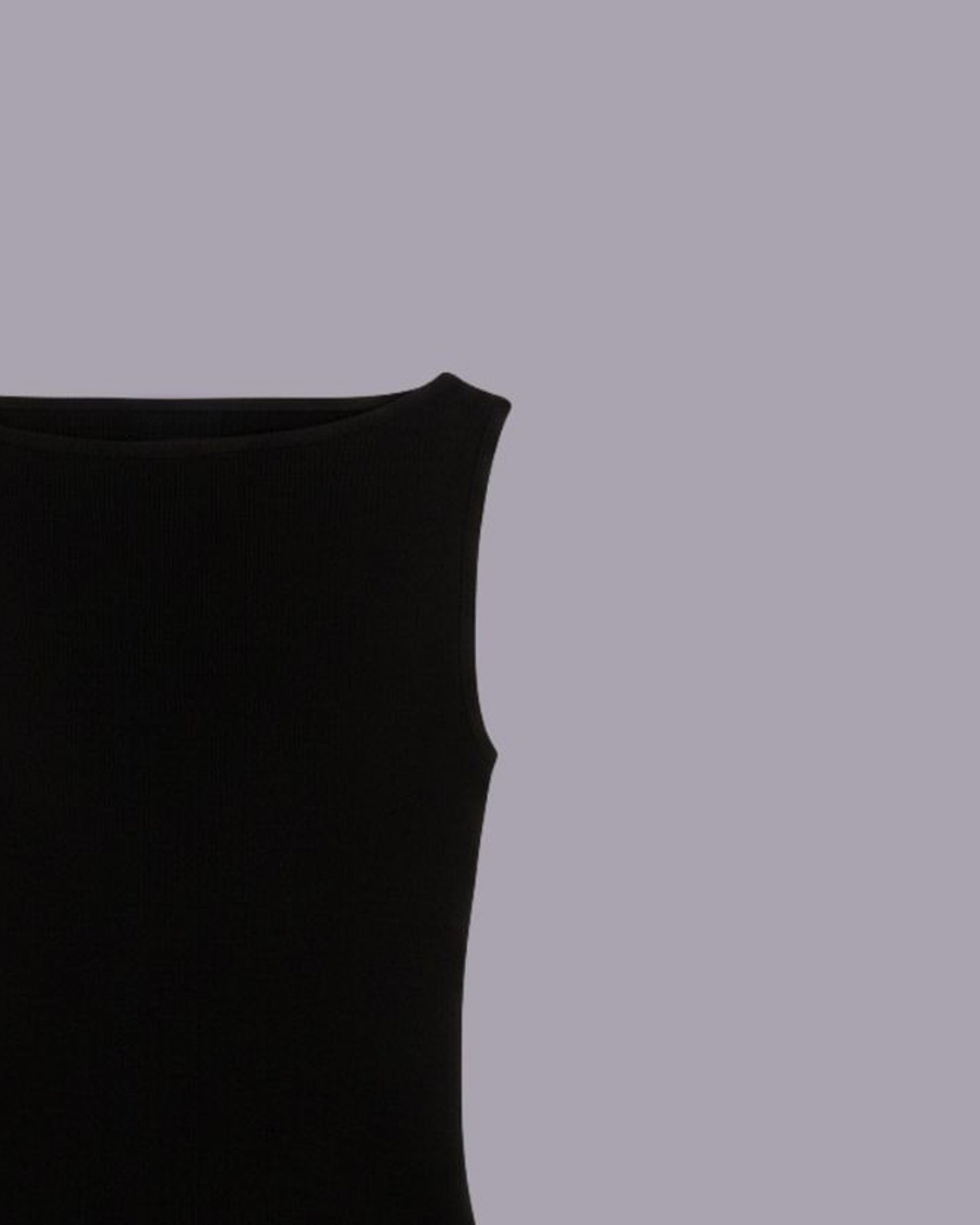 Black Ribbed top - Boat neck