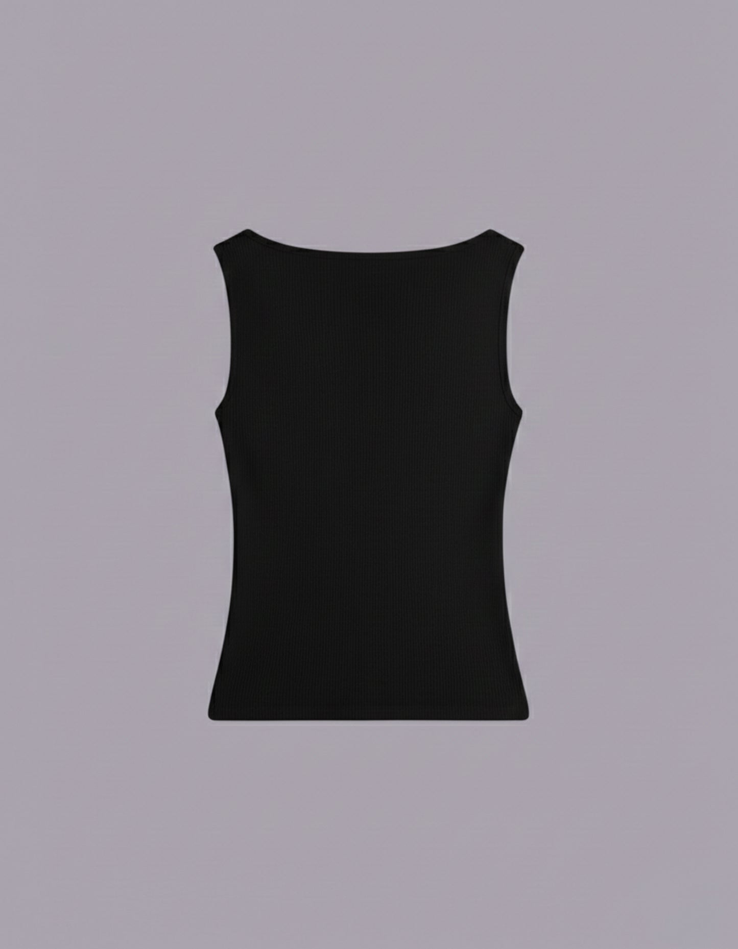 Black Ribbed top - Boat neck