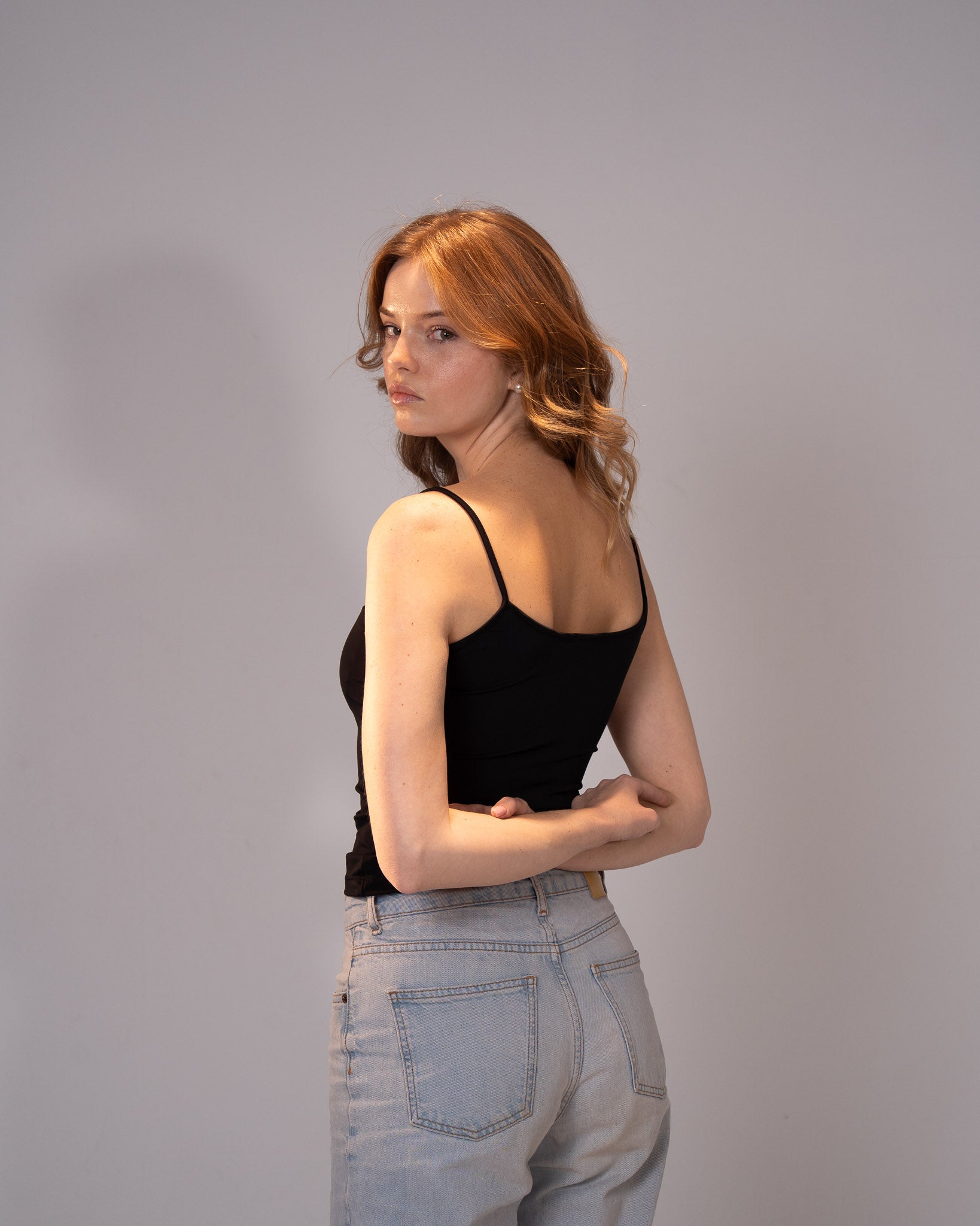 Black Polyamide top with thin straps