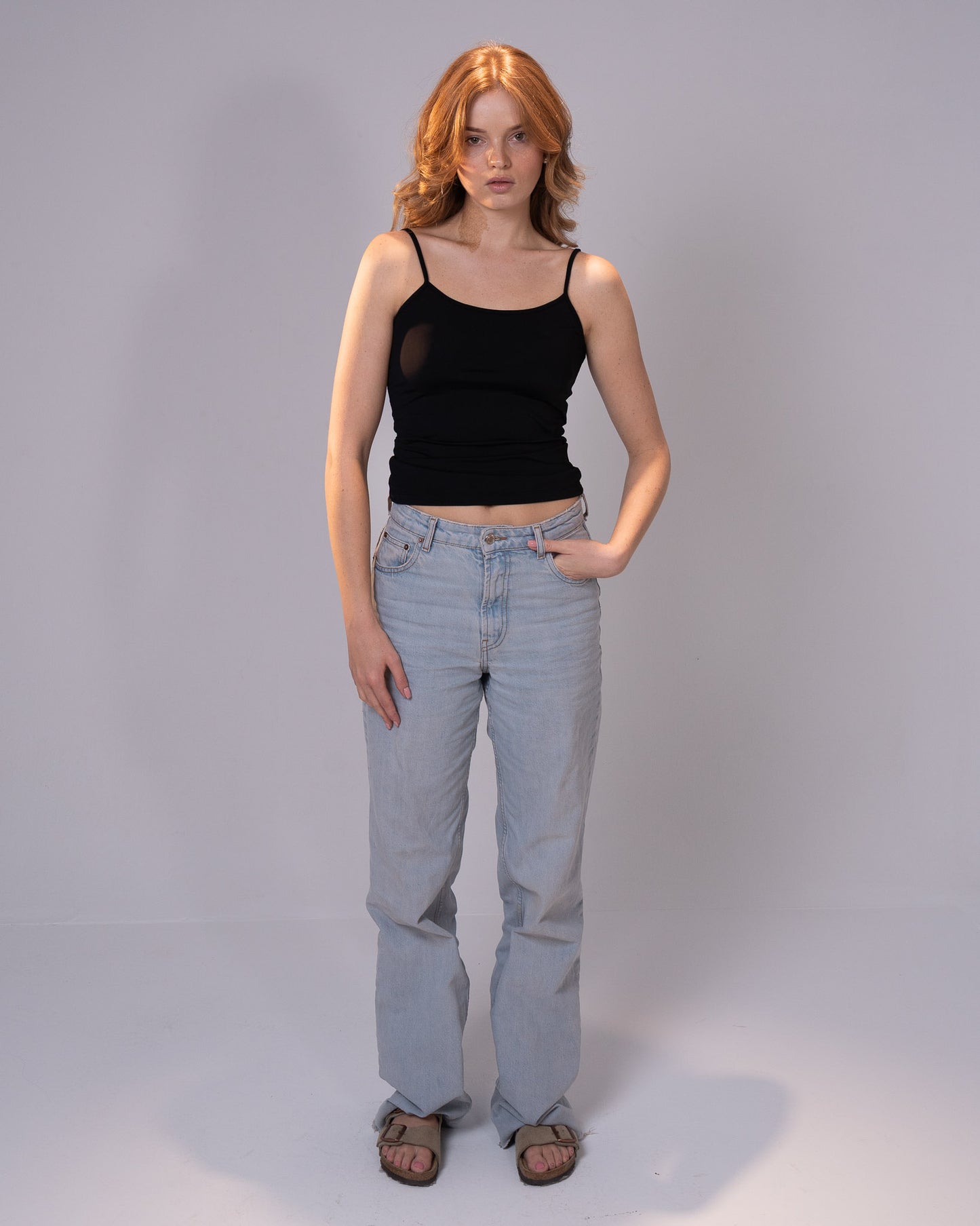 Black Polyamide top with thin straps