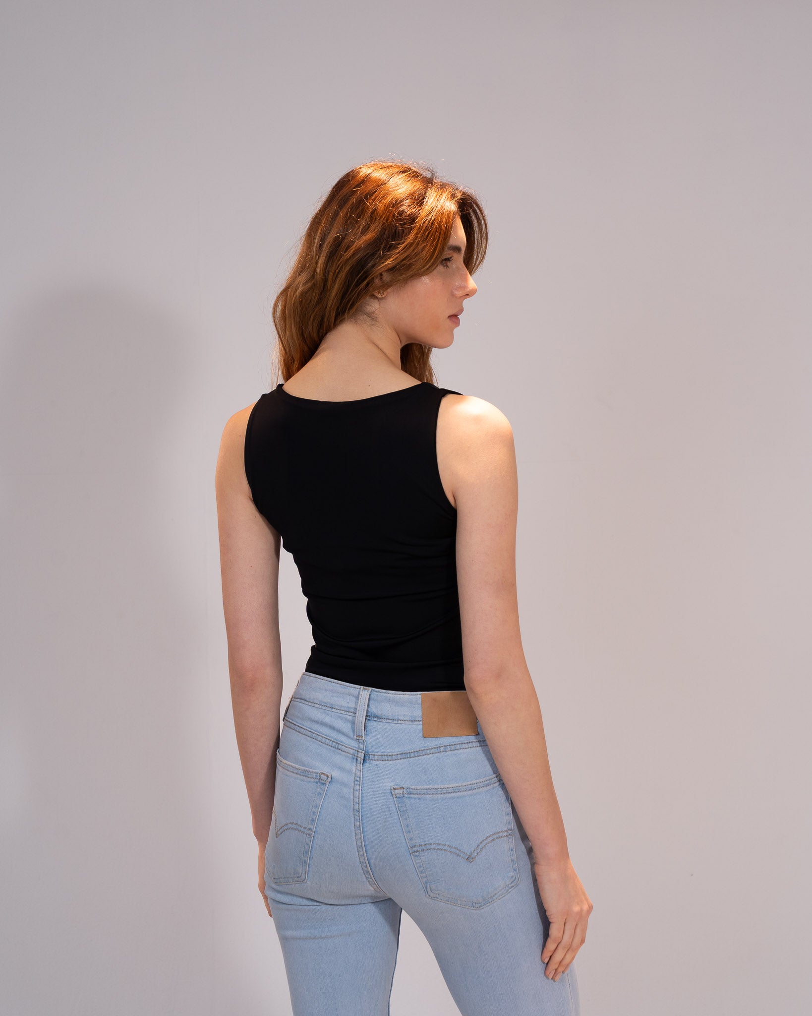 Black Polyamide top with wide straps