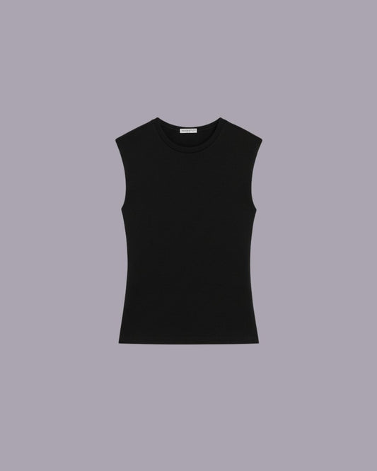 Black Sleeveless round neck top