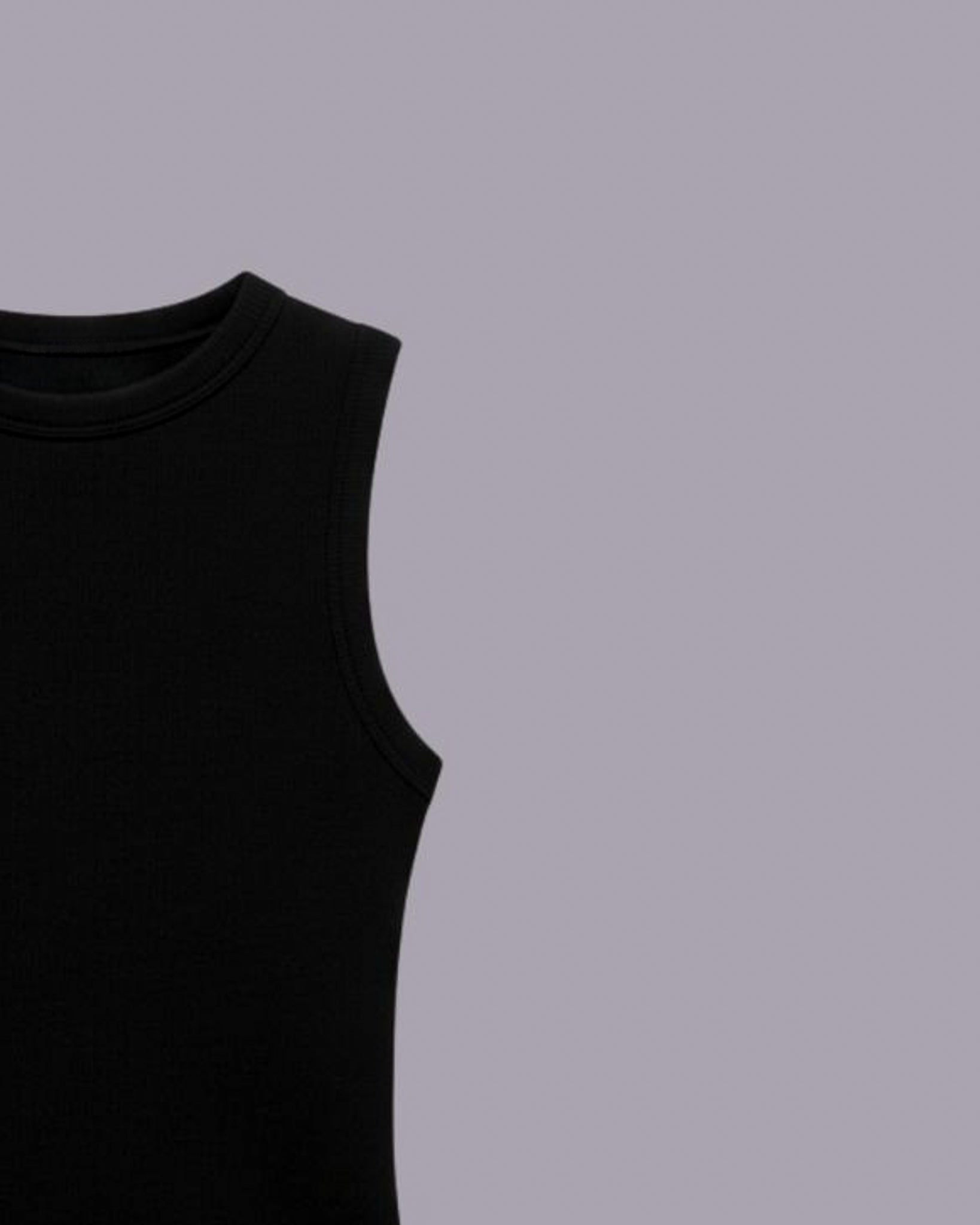 Black Ribbed top - Round neck