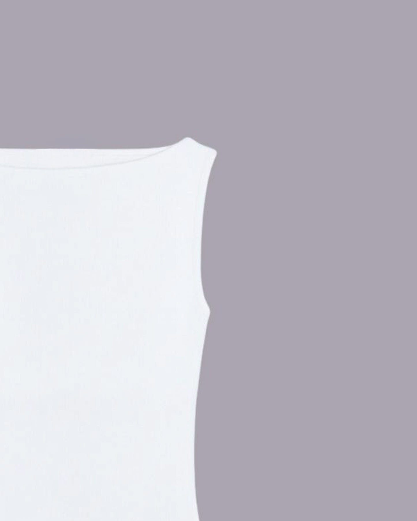 White Ribbed top - Boat neck