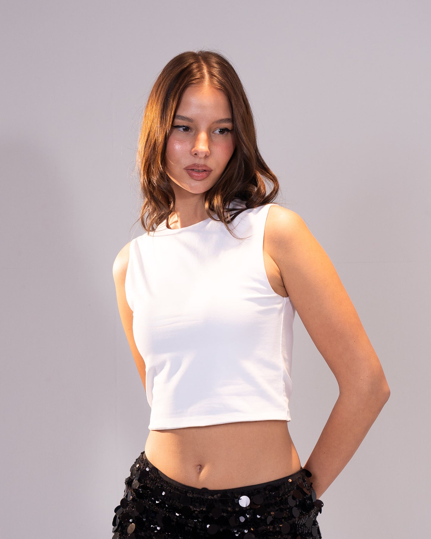 White Cotton crop top