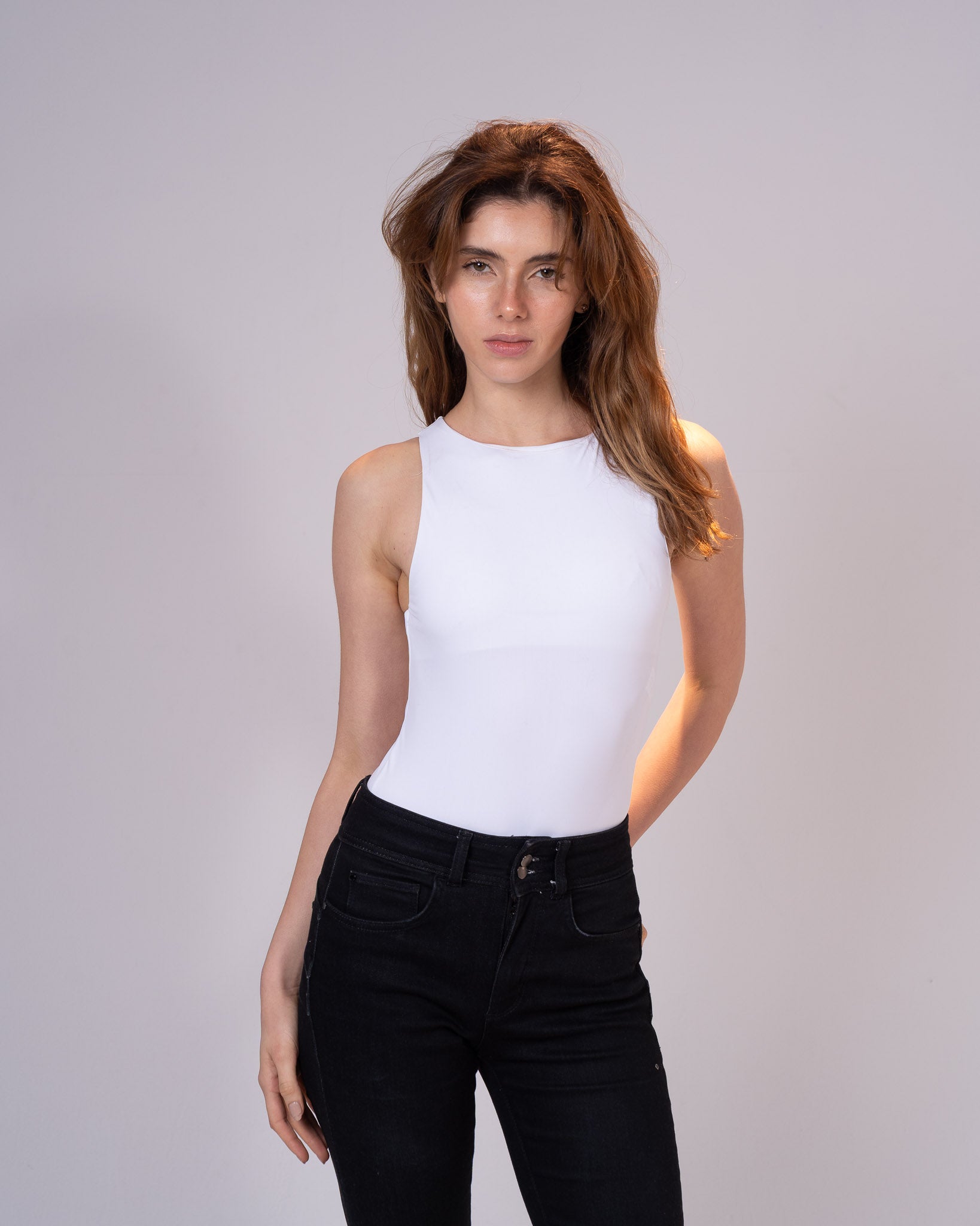 White Polyamide bodysuit