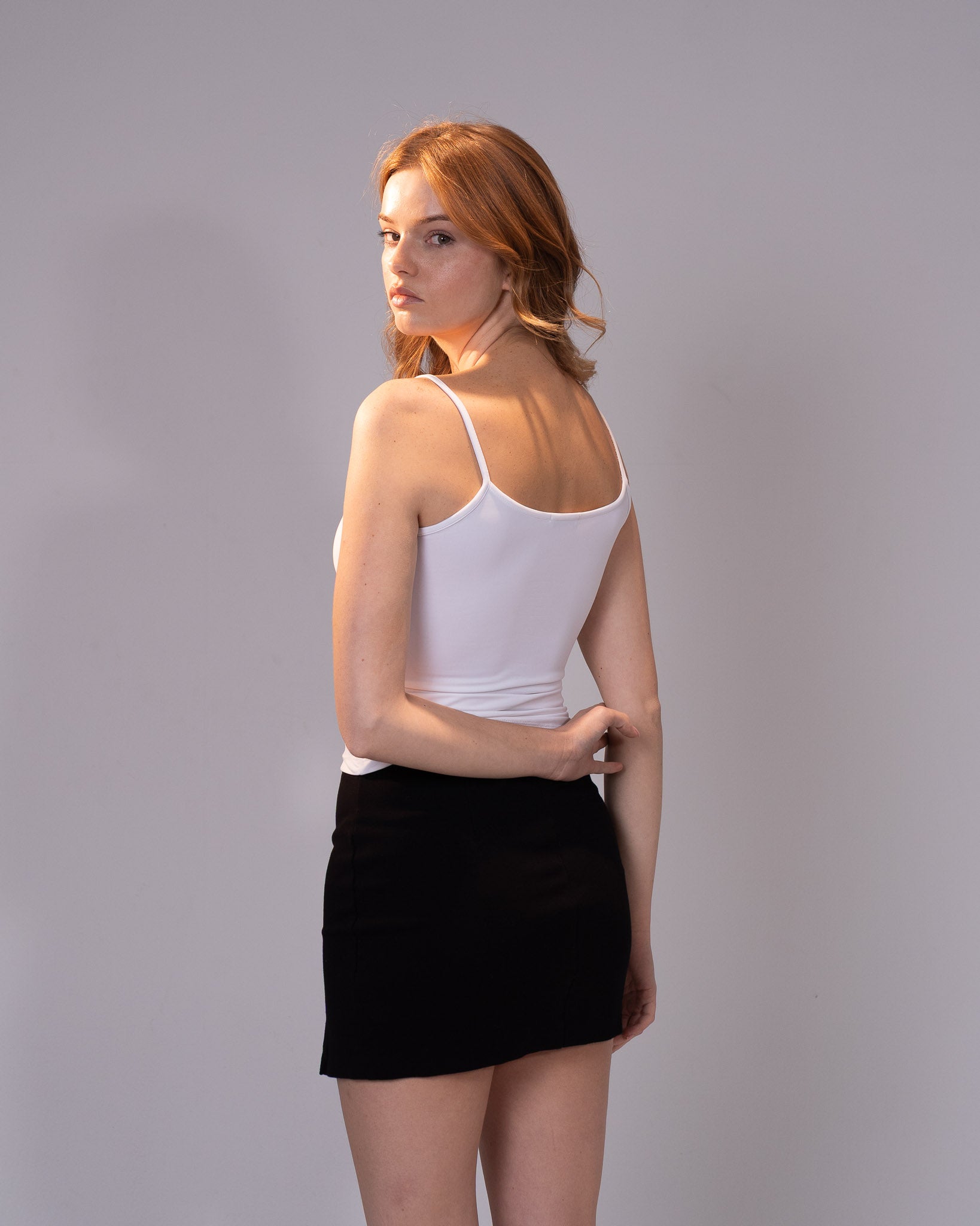 White Polyamide top with thin straps